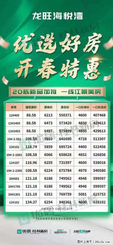 【龙旺海悦湾】清栋活动4400元起，19#20#新品上市，19#20#前20名加2万送车位 - 家居生活 - 桂林生活社区 - 桂林28生活网 www.28life.net