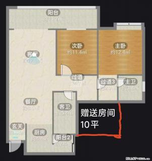 【地王国际】108平 ，7米大阳台，大三房两厅两卫，黄金好楼层，面积107.35平，赠送22平 - 桂林28生活网 www.28life.net